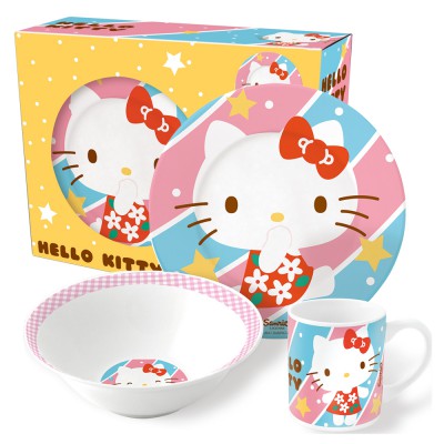 Набор посуды керамической в подарочной упаковке (№4, 3 предмета). Hello Kitty