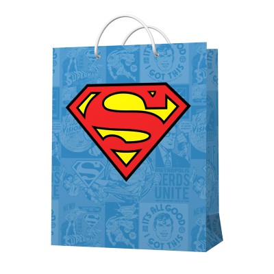 Superman. Пакет подарочный малый (голубой с лого), 180*227*100 мм