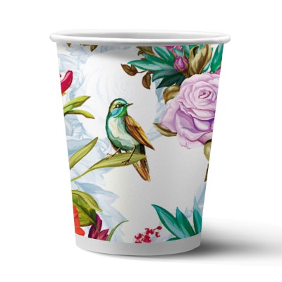 Набор бумажных стаканов Птицы и цветы, 6 шт*250 мл