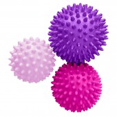Набор массажных мячей 3 шт., размер: 9 см., 7,5 см., 6,5 см., цвет: розовый.