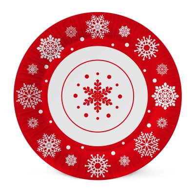 Набор бумажных тарелок Снежинки - 2 , 6 шт d=180 мм