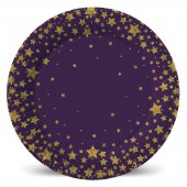 Набор бумажных тарелок Звезды на черном - 2, 6 шт d=230 мм