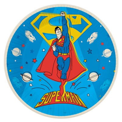 Superman Набор бумажных тарелок, желтый лого, 6 шт d=180 мм
