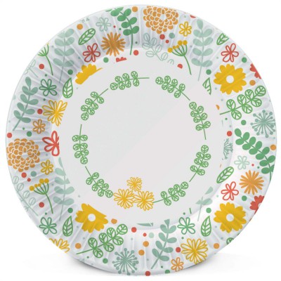 Набор бумажных тарелок Желтые цветы, 6 шт d=180 мм