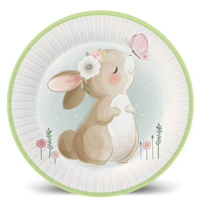Набор бумажных тарелок Милые кролики, 6 шт d=180 мм
