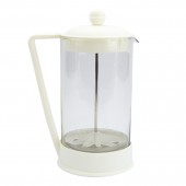 Заварочный чайник "френч пресс" с ситечком и крышкой (белый) 1100 мл