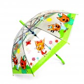 Прозрачный зонт для детей "Три Кота", полуавтоматический, дизайн 1