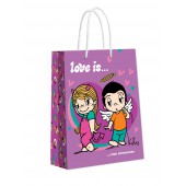 Love is. Пакет подарочный большой фиолетовый, 220*310*100 мм