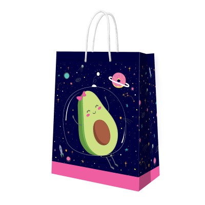 Пакет подарочный малый Авокадо в космосе, 180*227*100 мм