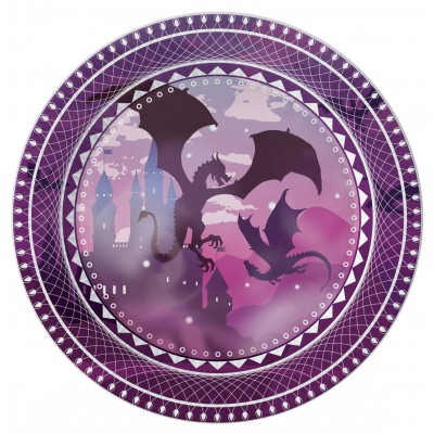 Набор бумажных тарелок Дракон фиолетовый, 6 шт d=230 мм