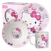 Набор посуды в подарочной упаковке "Hello Kitty", 3 предмета, фарфор
