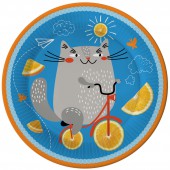 Набор бумажных тарелок Кот на вело-апельсине, в т/у пленке, 6 шт d=180 мм